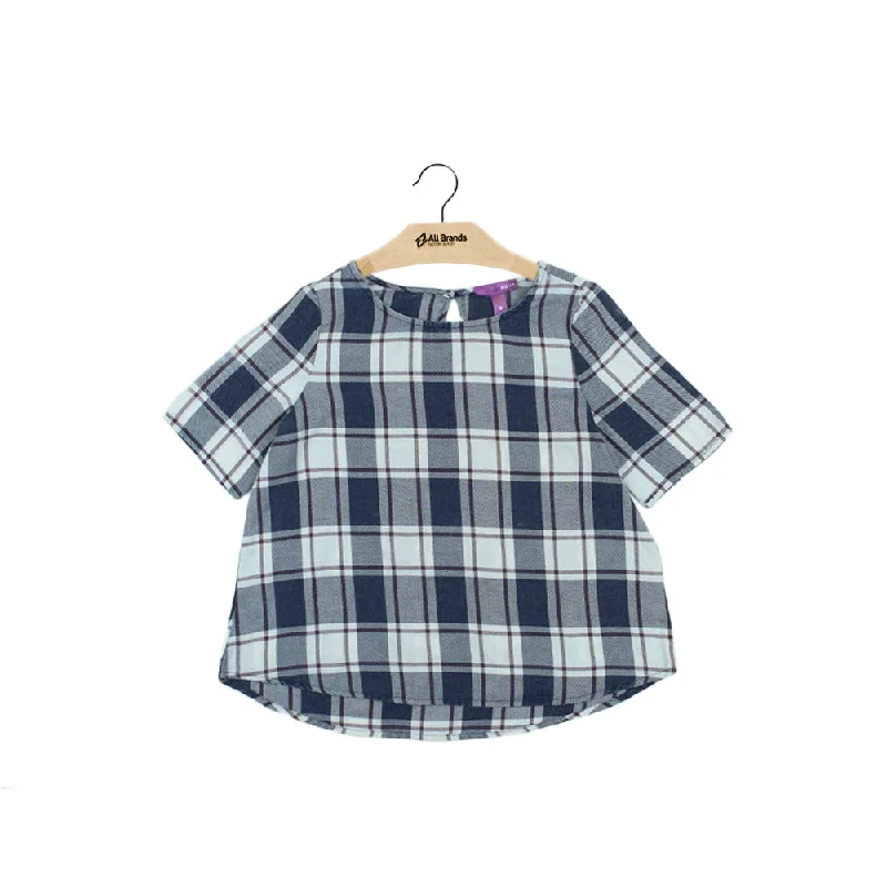 Kids Girl Plaid Casual Top,White/Navy Athletic Men's High