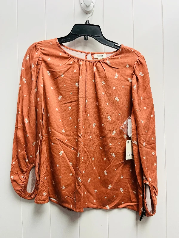 Top Long Sleeve By Ana In Orange, Size: S Tailored