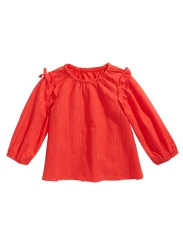 Kids Girl's Textured Top,Red Trendy Men's Oversized