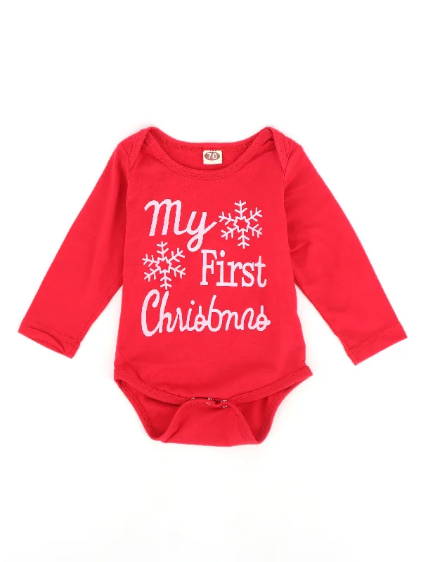 Kids Girl's Printed Christmas Bodysuit,Red Tough Men's Tactical