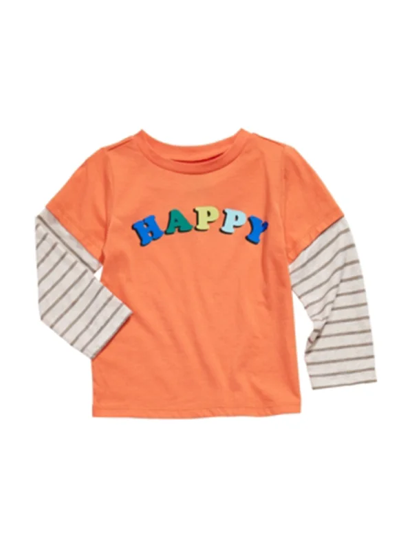 Kids Boy's Printed Top,Orange Sophisticated Men's French